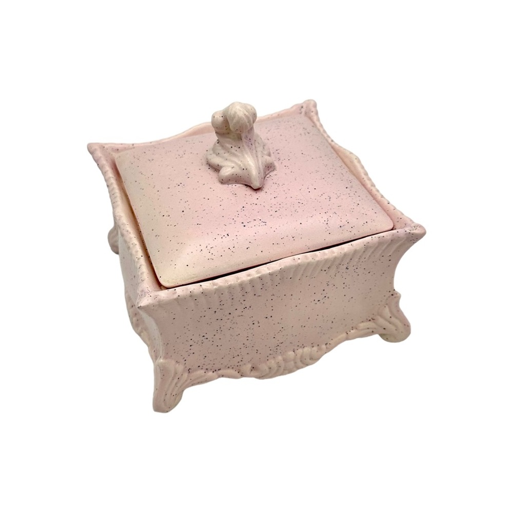 Vintage Victorian Style Pink Ceramic Trinket Box